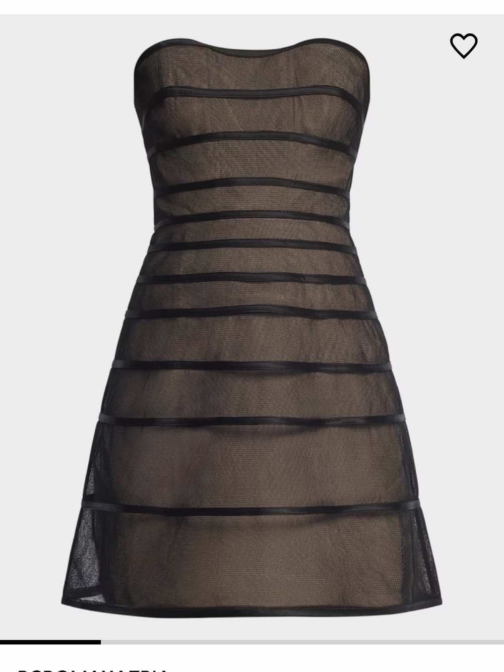 BCBGMAXAZRIA Strapless Fit & Flare Mesh Mini Dress – Black/Nude – NWT size 10